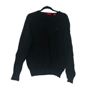 Izod Black V-Neck Sweater Vintage Preppy Academia Size Medium